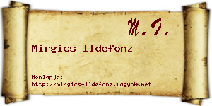 Mirgics Ildefonz névjegykártya